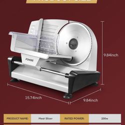 FOHERE 200W Meat Slicer 7.5" Serrated+Smooth Blades