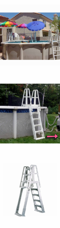 NEW Pool Ladder Swimming Barrier Pools Frame Above Cover Down White Stable Platform Climbing Tall Double Secure Handrails Stainless Steel*↓READ↓*