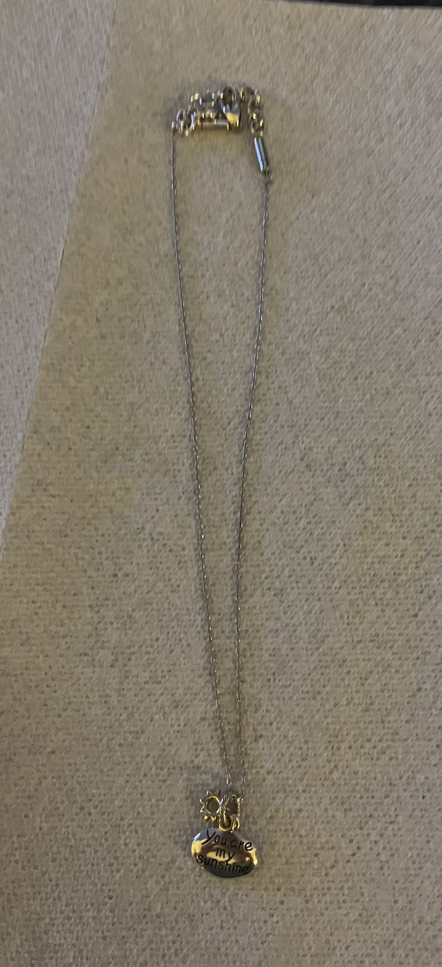 Silver Toned 16 Inch You Are My Sunshine Necklace