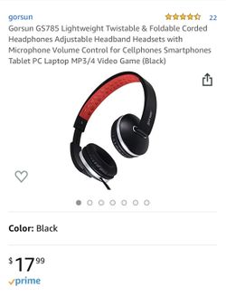 Gorsun Lightweight Sport Workout Headphones with Volume Control and Microphone