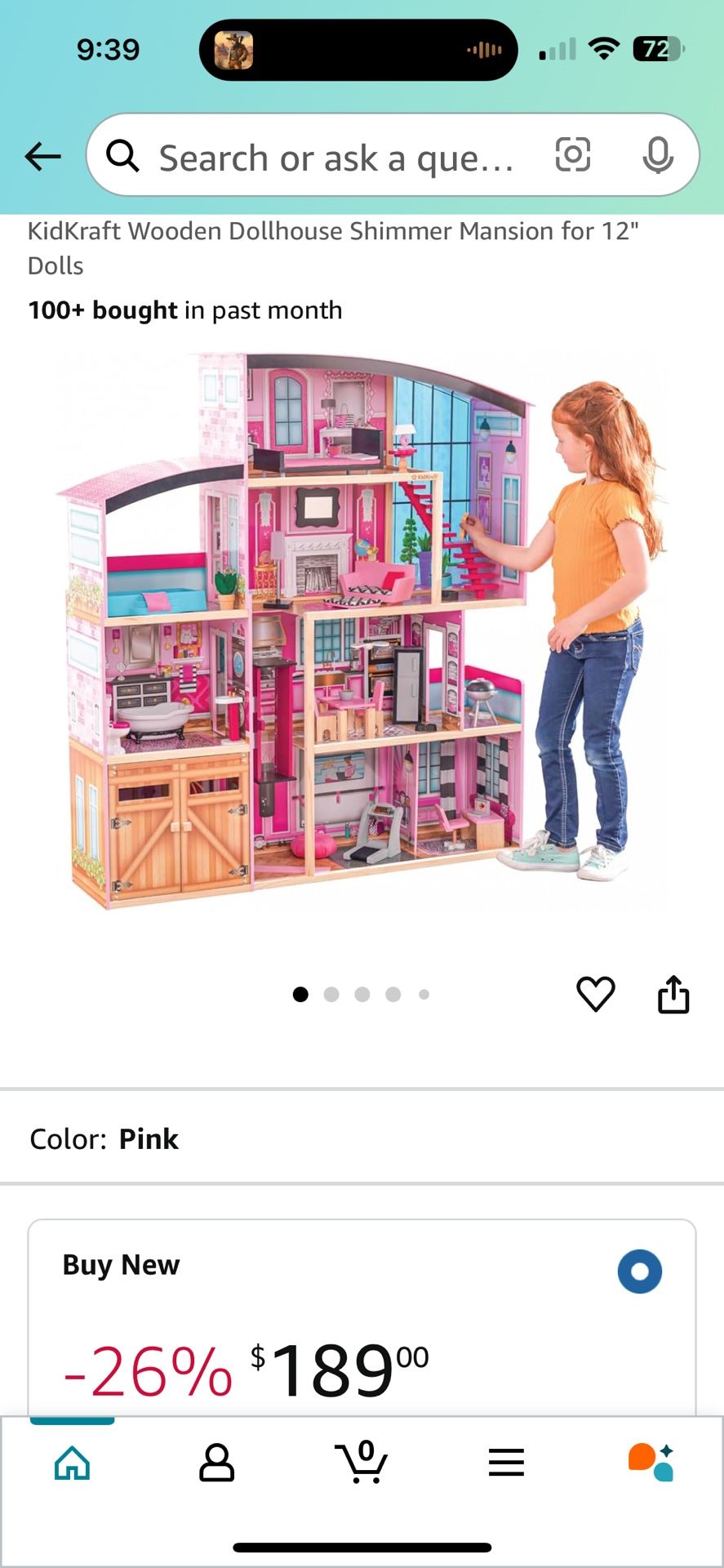 KidKraft Wooden Dollhouse Shimmer Mansion for 12 Dolls