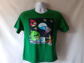 Angry Birds in space boys green short sleeve graphic T-shirt size 18