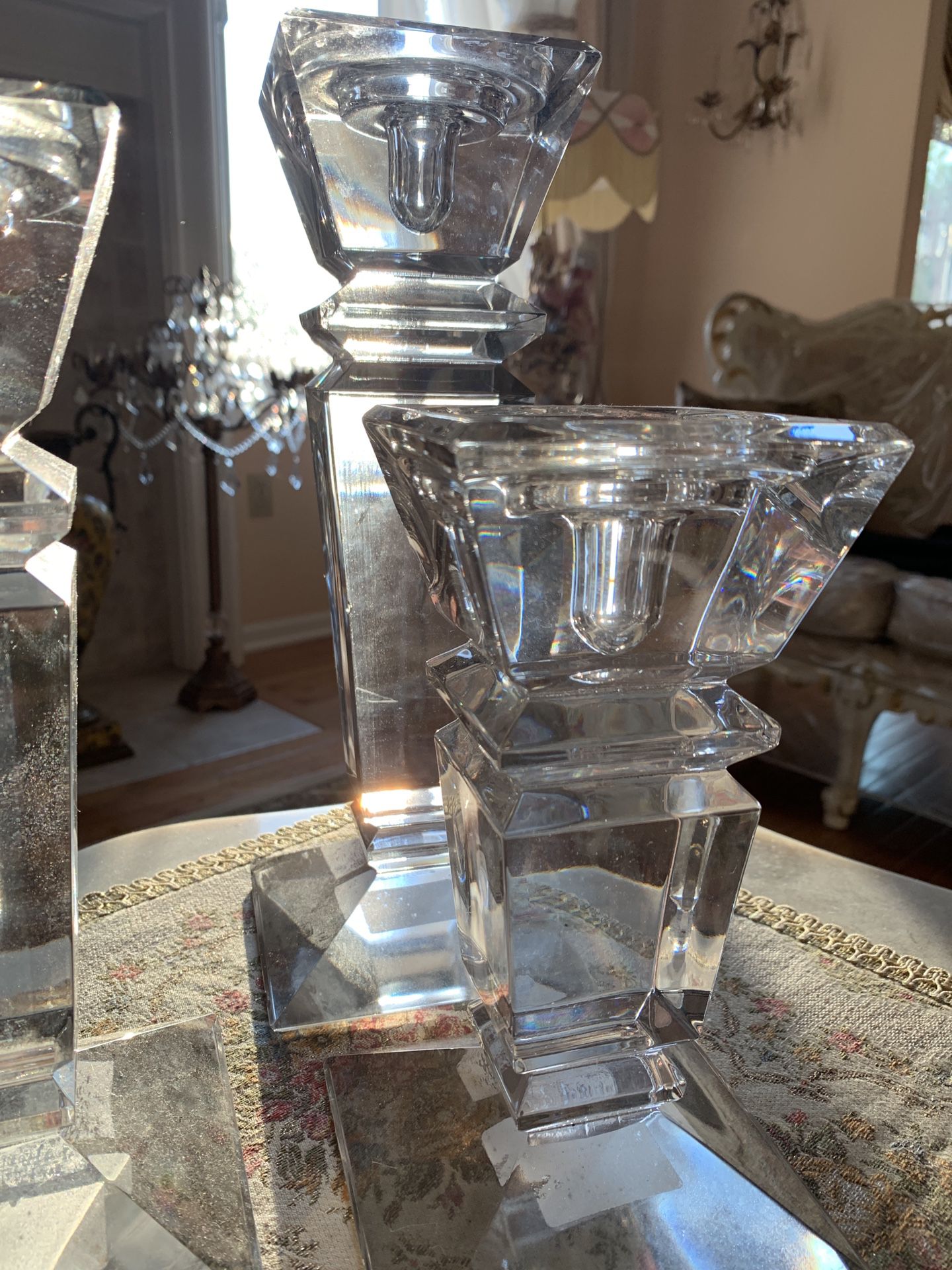 3 Piece Lugano Czech 24% Lead Crystal Candle Holders