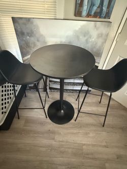 Black Bistro Table and two chairs
