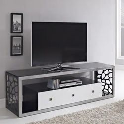 Black Glass Modern 70-inch TV Stand