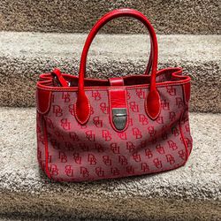 Dooney And Bourke Red Handbag With Shoulder Strap Attachment