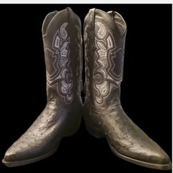 El General Ostrich Avestruz Boots Botas Negras Black Size 10 New Nuevas