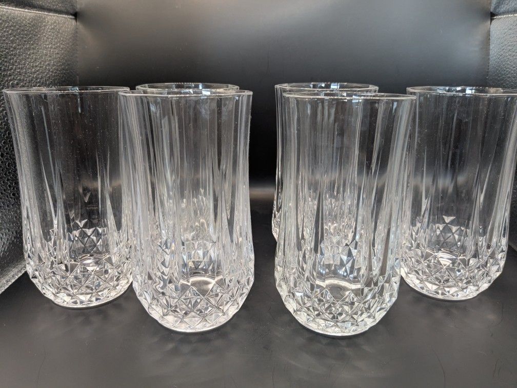 Vintage Cristal d'Arques Longchamp highball glasses, lead crystal, Set of 6