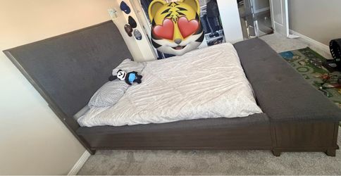 Queen bed frame and bed