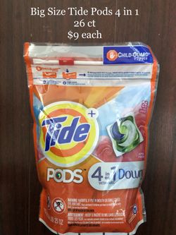 Big Size Tide Pods 4 in 1 with Downy 26 ct $9 each