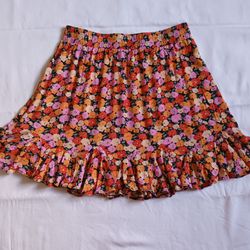 Loft Women's Slinky Floral Flounce Skirt ~ Size Medium EPC