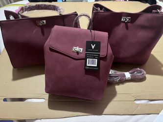Vanessa Williams Suede Merlot Purse Set