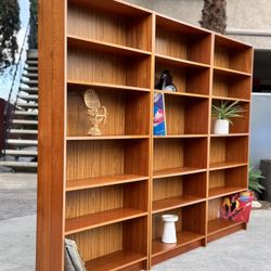 Danish Modern Mid Century MCM Teak Bookshelves Shelf Wall Unit Shelves