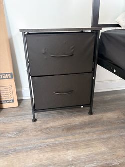 Black 2-Drawer Fabric Nightstand