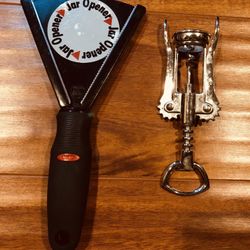 Set of Vintage Jar and Winged Corkscrew Wine Bottle Opener 