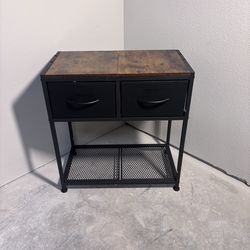 End Table with 2 Drawers & Bottom Shelf – Storage Side Table