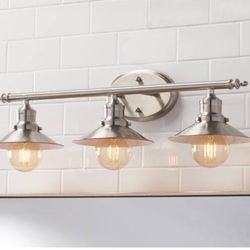 New Vanity Light 25 in. 3-Light Industrial Farmhouse Brushed Nickel Bathroom Fixture
