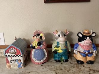 Cookie Jars Country Rustic Farm Home Cows And A Barn
