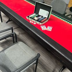 complete poker setup with led table, 10 chairs and chips 