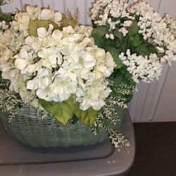 Large Sturdy 15" Basket w/artificial flowers 