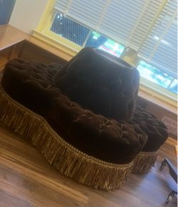 Hollywood Regency or Victorian Style banquette or conversation sofa