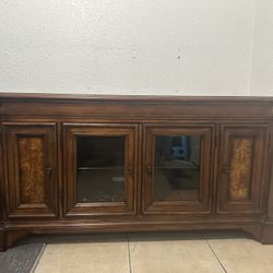 Wood Entertainment Center & Side Tables