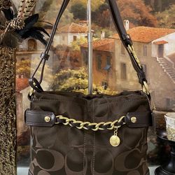 NEW! Authentic Coach Signature Satin Chain Duffel Bag, Please See Details 🌹