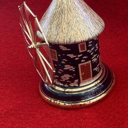 Vintage Black Made In Greece Greek 24k Gold Ceramic Oil/Perfume Windmill Collectibles (Read Description) (3 available)  