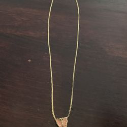 Pink Butterfly Good Filled Necklace 