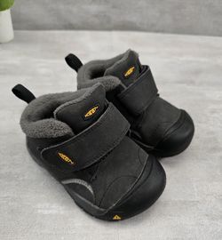 Keen Kootenay Mid Kids Black Leather Waterproof Winter and Snow Boots Size 6