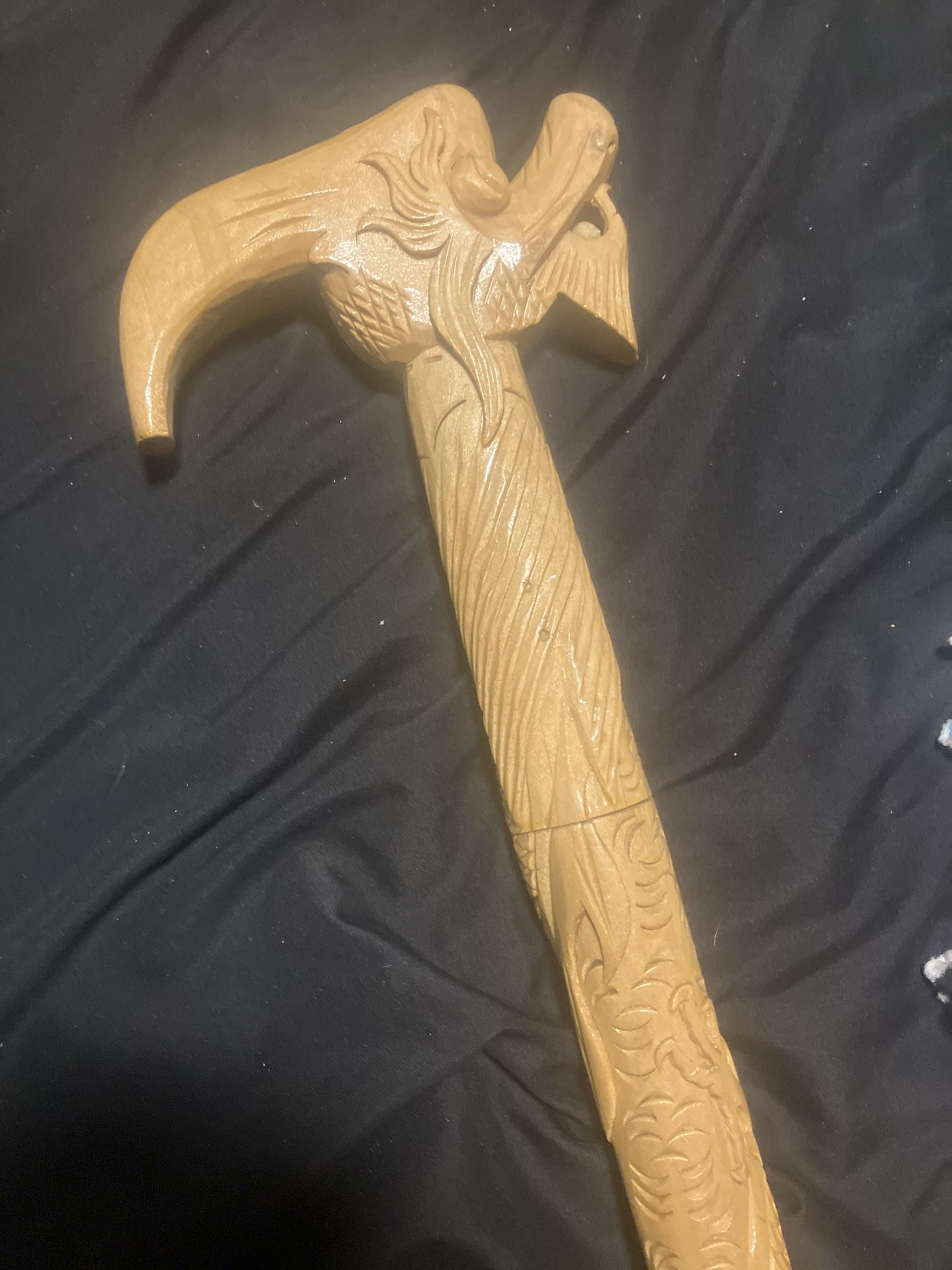 Wooden Dragon Cain With Hidden Compartment