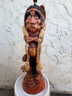 Apsit Bros. 1974 Native American Lamp RARE EARLY California Pottery Chalkware