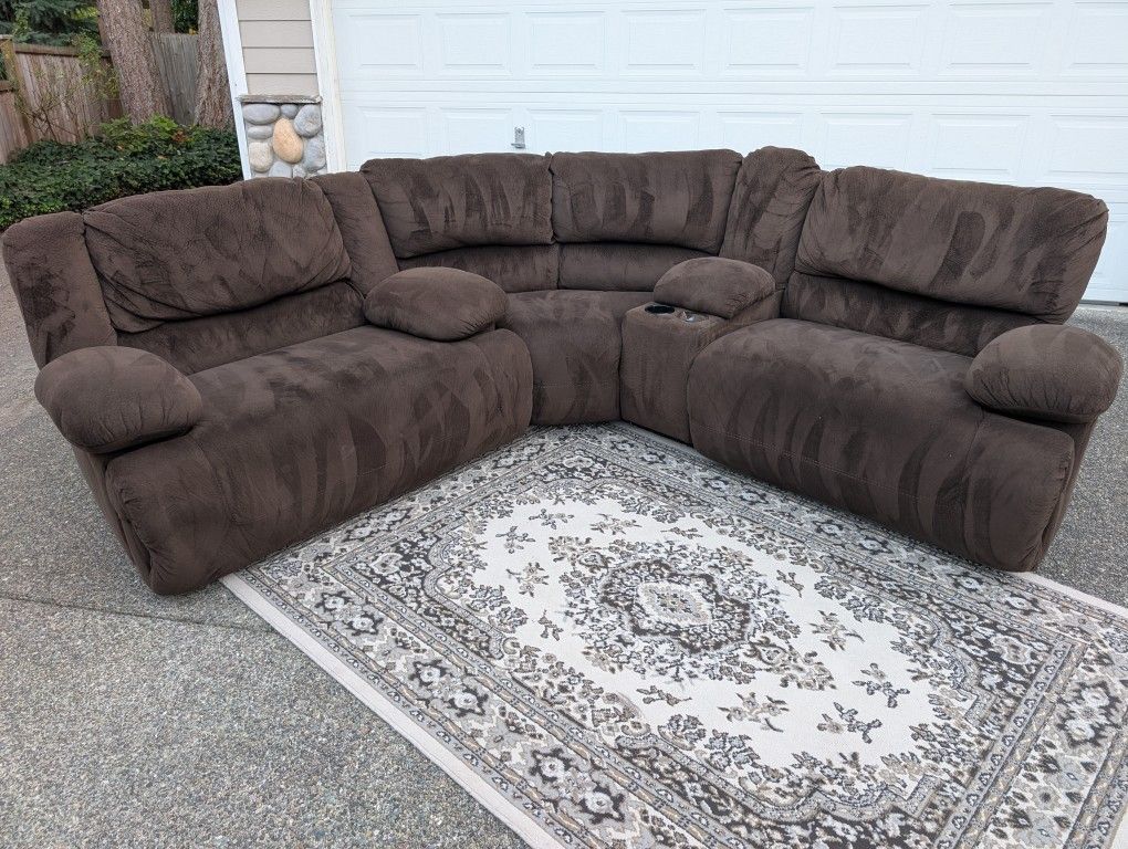 Brown Plush Reclining Sectional Delivery Available 🚚