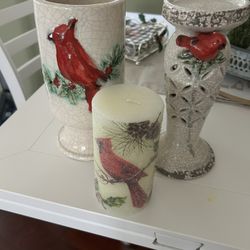 Holiday Decor, Vase Candle Holder And Candle