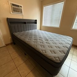 Bed Queen Size Mattress Frame Headboard Storage 