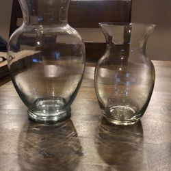 Set Of 2 Glass Vases 