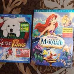 The Little Mermaid 2 Disc Special Edition &  Santa Paws Blue Ray & DVD  