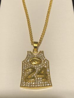 Men’s or women’s 14 kt gold plated basket ball #24 Kobe Bryant jersey diamond rhinestone necklace 24 inch no refunds