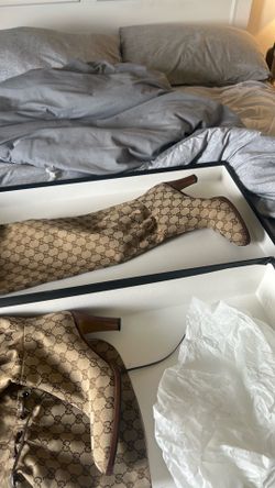 Gucci Over The Knee Monogram Slouch Boots