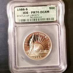 US 1986 Proof Half Dollar ICG PR70 DCAM - Statue of Liberty