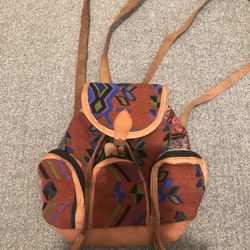 new women's backpack made of genuine leather with embroidery, size 12x10 inches