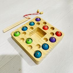 Wooden Magnetic Fishing Game for Toddlers, Montessori Sensory Preschool