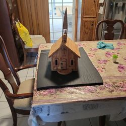Wooden Hand Made Church. Lites Up 