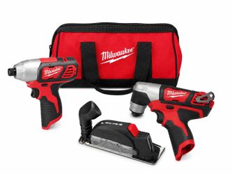 2 Milwaukee M12 Impact Driver + Oscillating Multi-Tool Bundle w/ Contractor Bag (Tool Only)