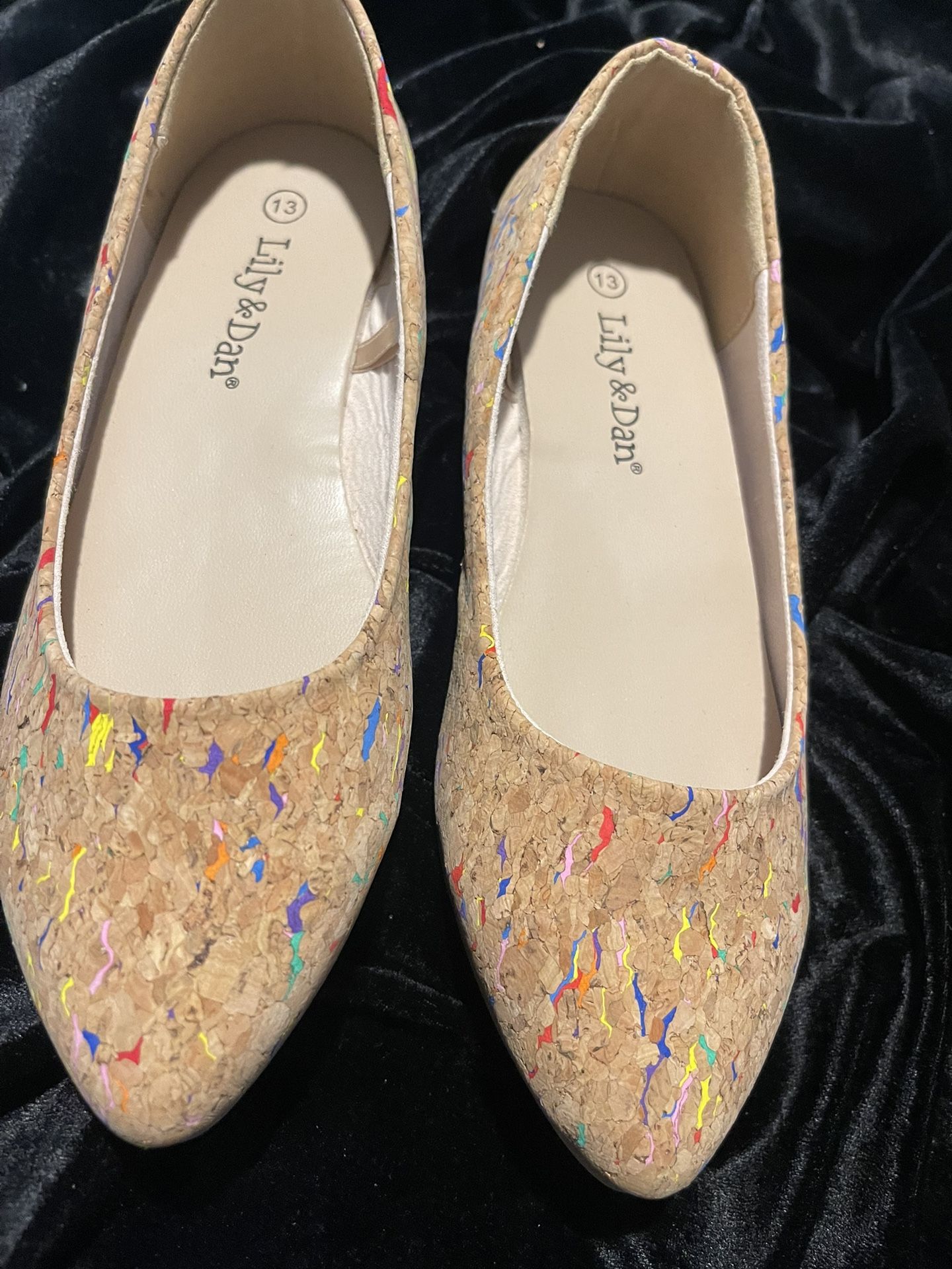 NWOT Lily & Dan Girl’s Size 13 Cork And Confetti Ballet Flat
