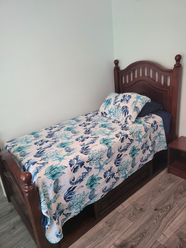 Twin Beds . Solid Wood With Drawers Underneth