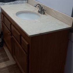 48" X 22" Bathroom Vanity Cabinet Stone Countertop & Faucet