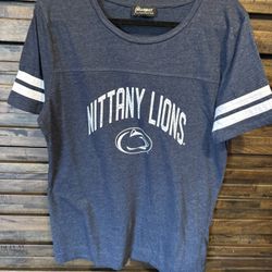 PENN STATE University Womens XL Striped Sleeves Short Sleeve T shirt EUC