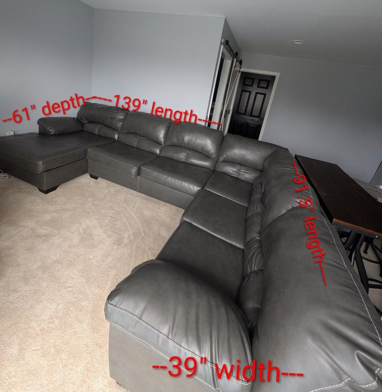 Faux leather Couch with Chaise 