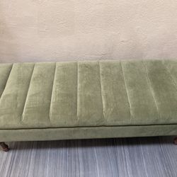 upholstered velvet storage bench/ottoman in green